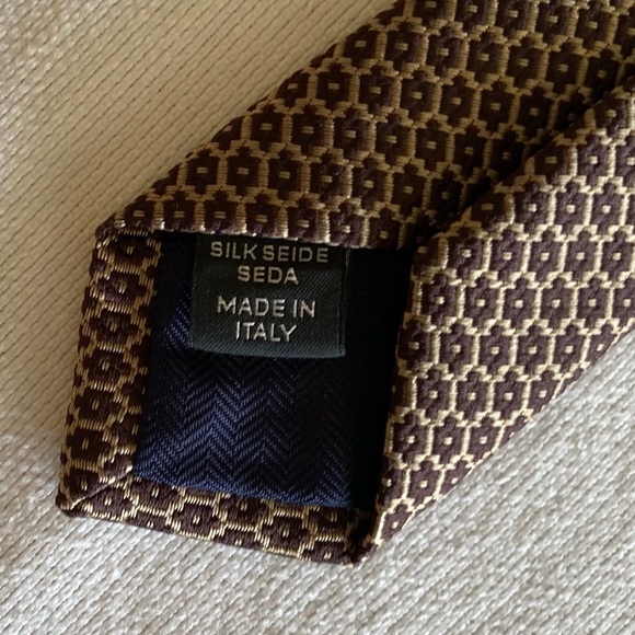 Ermenegildo Zegna Geometric Pattern Silk Tie Made In Italy Quiet Luxury Career - Picture 4 of 6